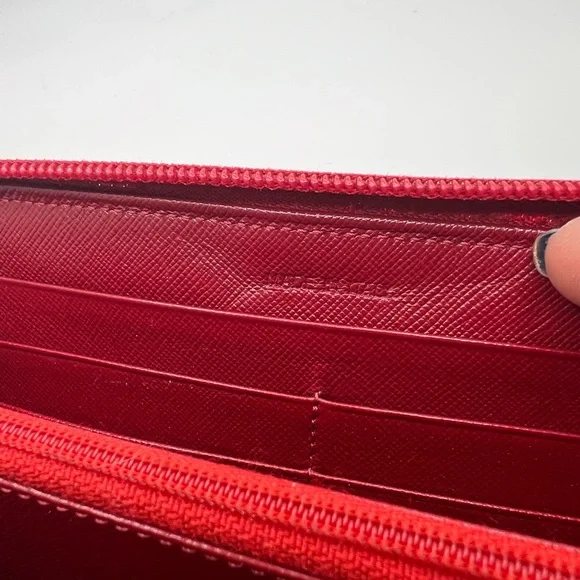GUC Prada Tessuto Red Nylon Zip Long Wallet with Box